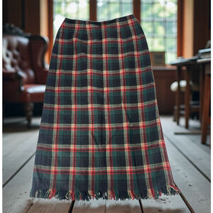 VTG J London Wool Blend Tartan Plaid Skirt Sz 10 Midi Maxi Pencil Dark Academia